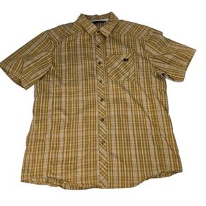 Arc'teryx Shirt Mens Large Brown Plaid‎ Short Sleeve Button Up Outdoor Hiking